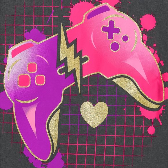 The Childrens Place Girls Gaming Graphic Tee Short Sleeve- 2 pack M (7/8) NWT - Picture 2 of 4